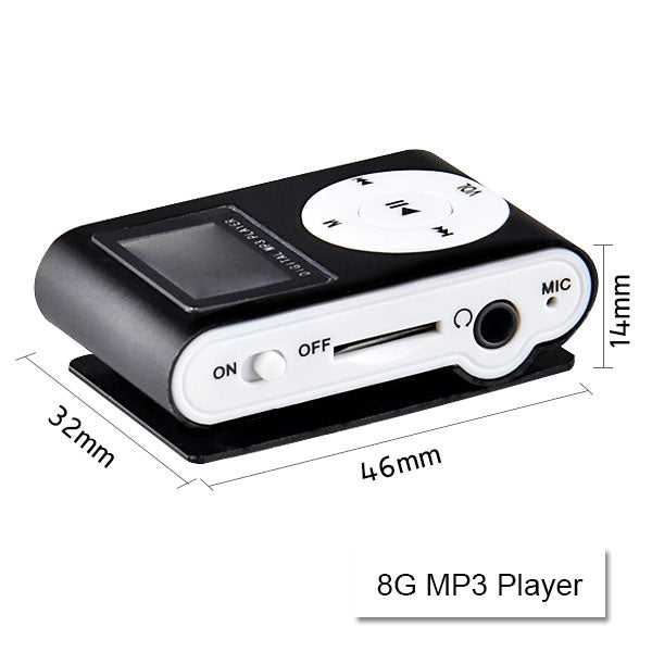 NNEDSZ Mini Clip 16G MP3 Music Player With USB Cable & Earphone Black